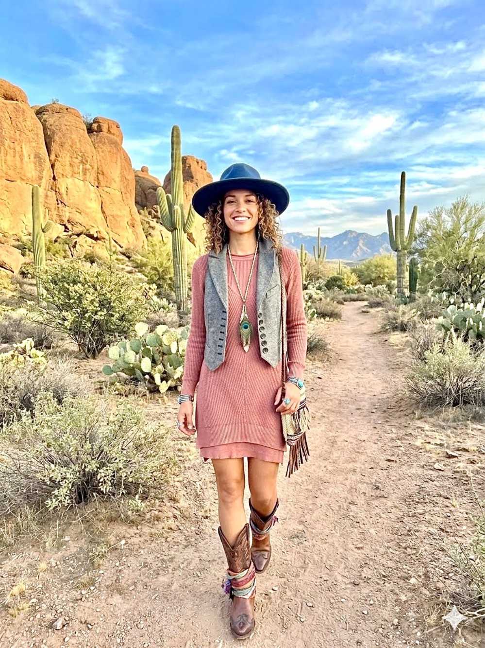 Equestrian cashmere wool blend boho vest w southwestern country prairie vibe